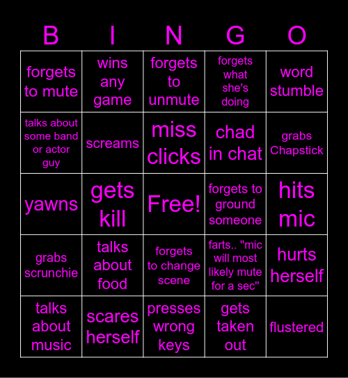 links stream bingo! Bingo Card