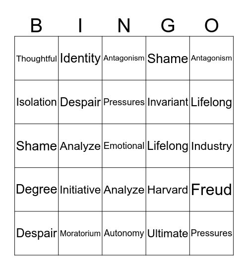 Erikson Bingo Card