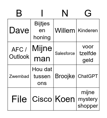 Bingo Bingo Bingo Card