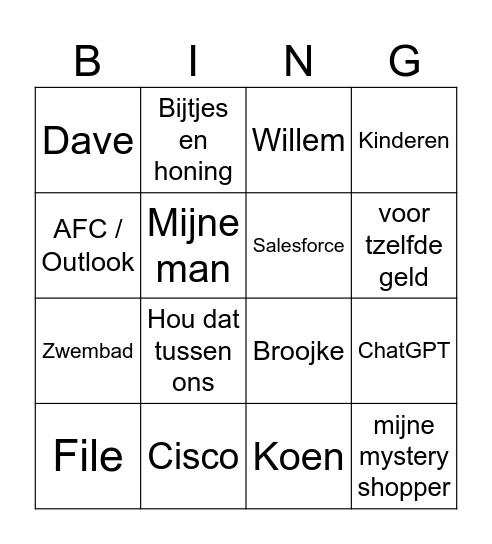 Bingo Bingo Bingo Card