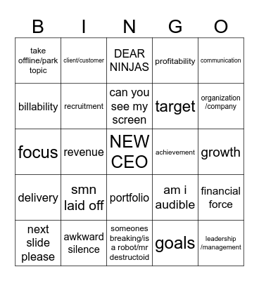 TOWNHALL Bingo Card
