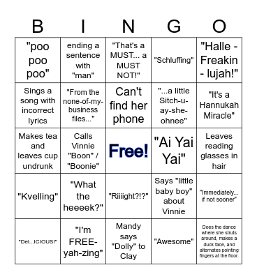 Mandy-isms BINGO! Bingo Card