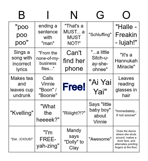 Mandy-isms BINGO! Bingo Card