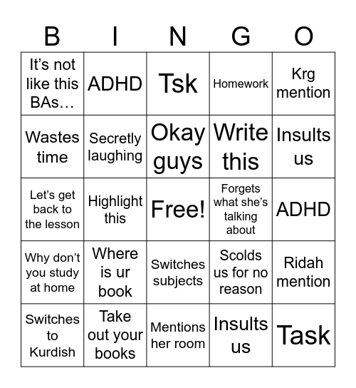 Miss angoleen Bingo Card