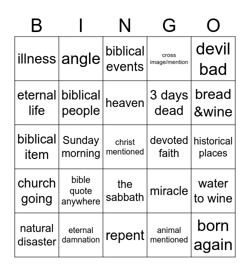 heavenly bingo Card