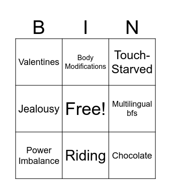 Writing February with Alidom Bingo Card