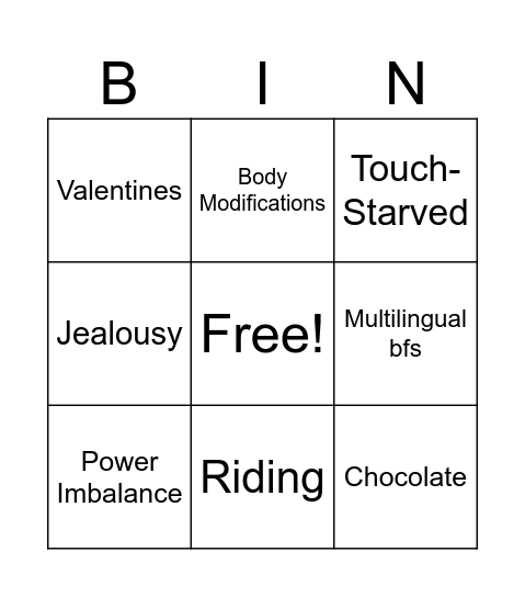 Writing February with Alidom Bingo Card