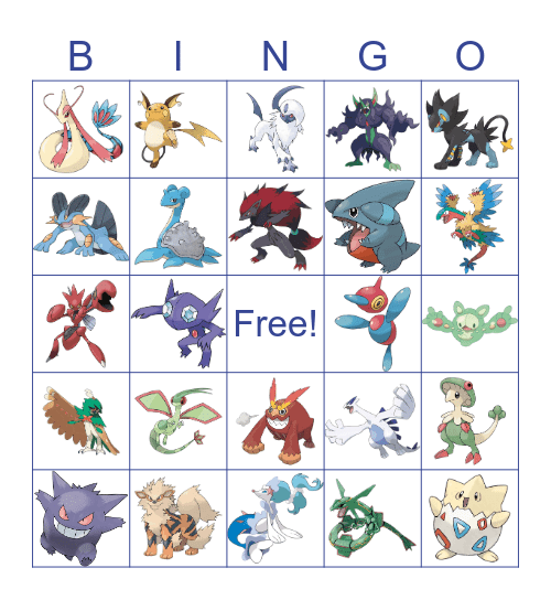 Yuko's Fav Pokémon Bingo!!! Bingo Card
