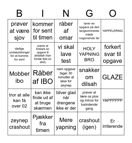 Zeynep BINGO Card