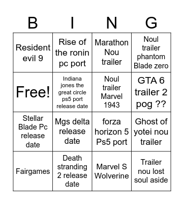 PS State of play feb 2025 Bingo Card