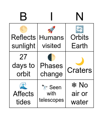 Moon Bingo Card