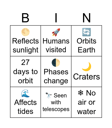 Moon Bingo Card