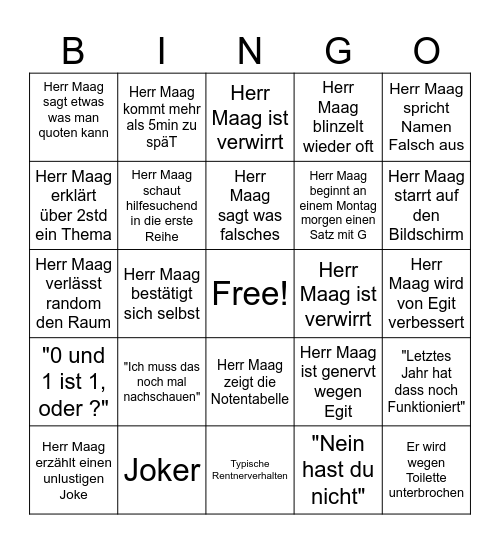 Maag Bingo Card