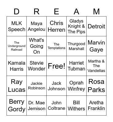 Black History Bingo Card