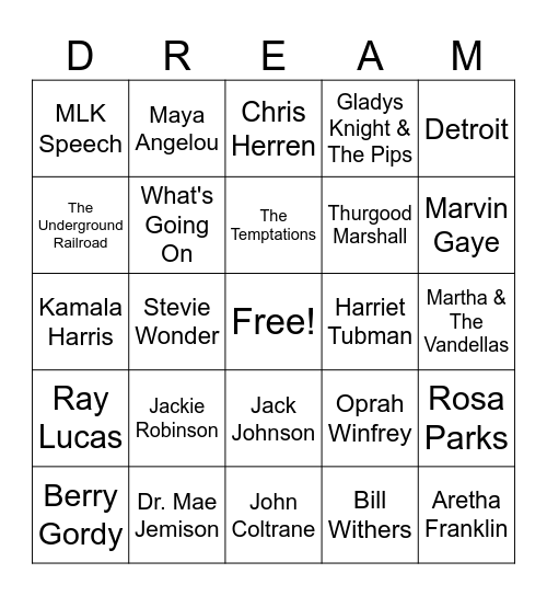 Black History Bingo Card