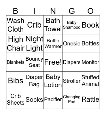 Baby Shower Bingo Card