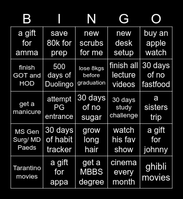 my 2025🌻🧿 Bingo Card