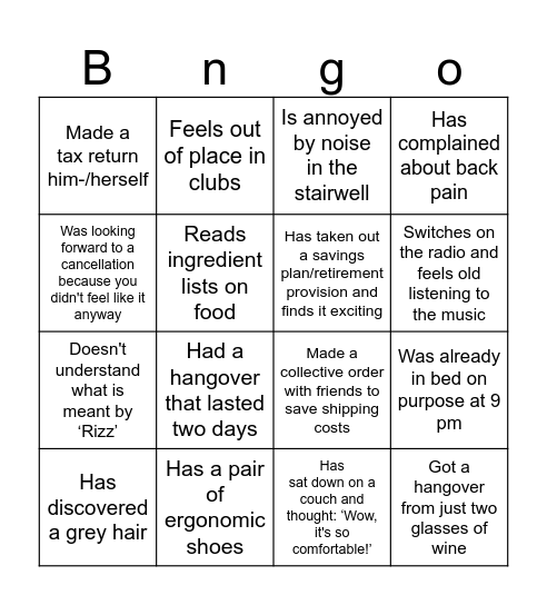 Lucky 30 Bingo Card