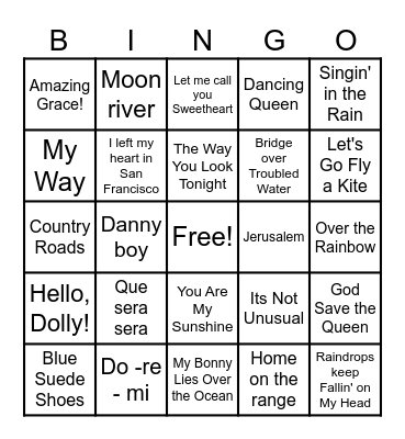 Musical bingo Card