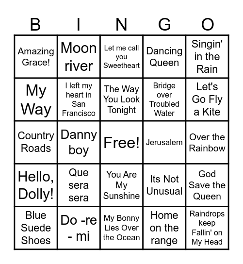 Musical bingo Card