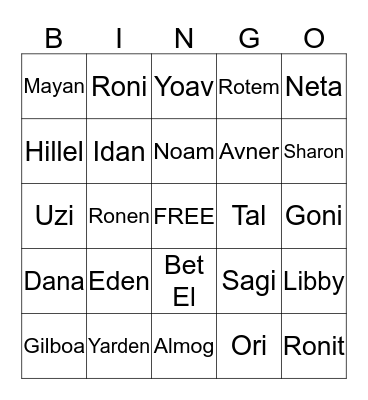 English Bingo  Bingo Card