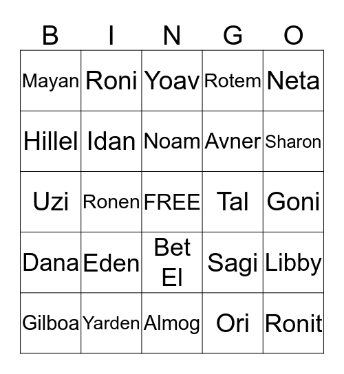 English Bingo  Bingo Card