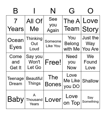 Valentine's Bingo Card