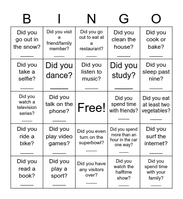 Did you bingo? Bingo Card