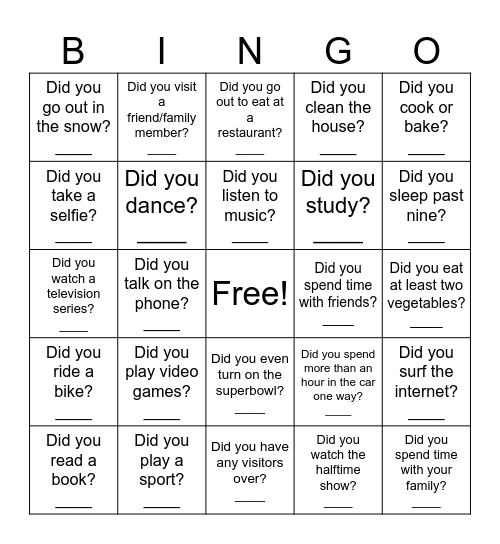 Did you bingo? Bingo Card