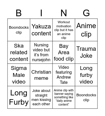 Instagram Reels Sent By Cris Bingo Card