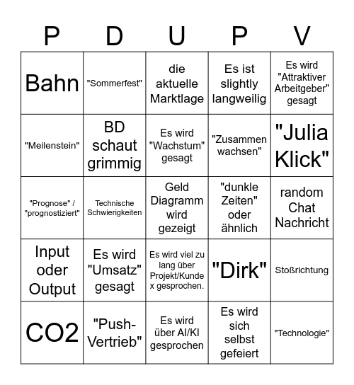 PDU 25/03 Bingo Card