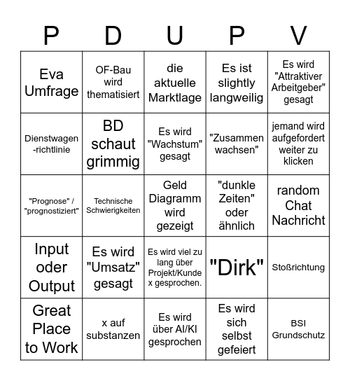 PDU 26/01 Bingo Card