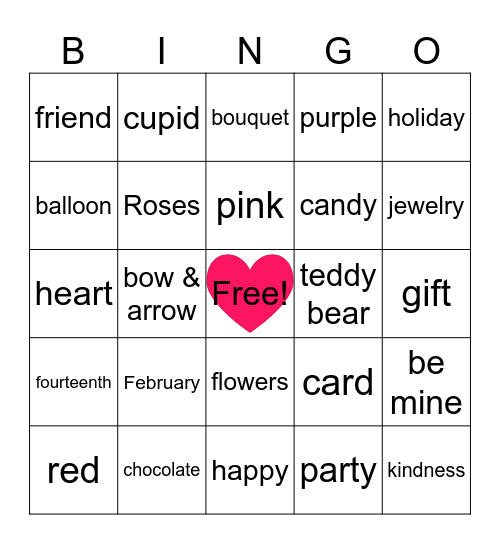 Valentine's Day Bingo Card