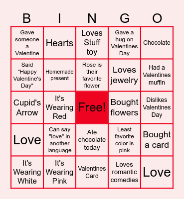 Virtual Valentine's Day Bingo Card