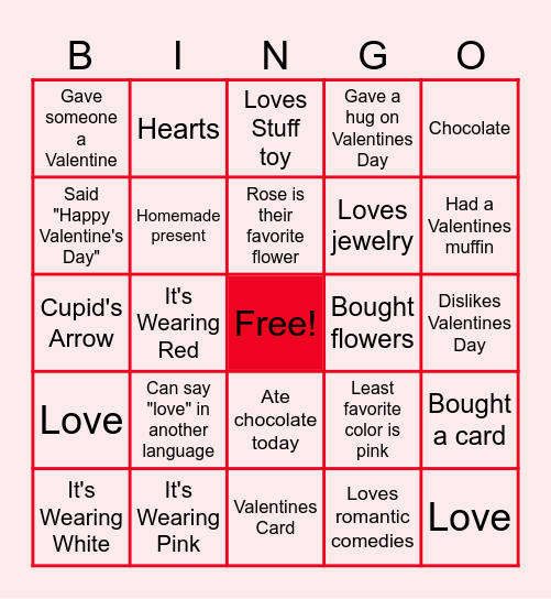 Virtual Valentine's Day Bingo Card
