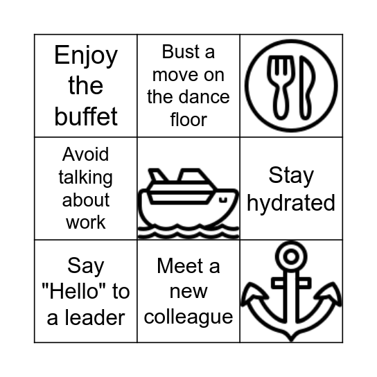 Dinner Cruise Bingo Card
