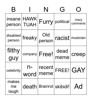 Instagram Reels Bingo Card