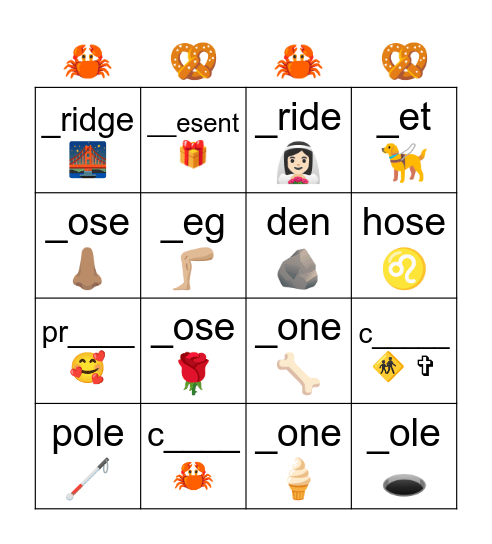 The Blue Bridge Bingo Card