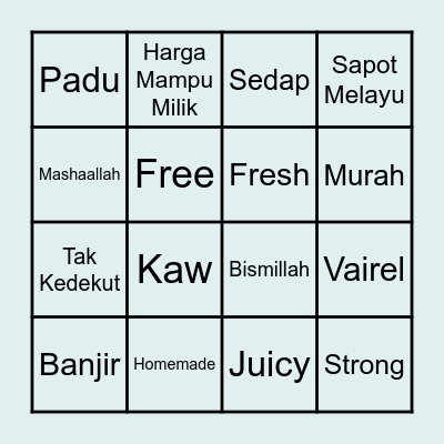 FOOD REVIEW: MALAY EDITION Bingo Card