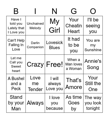 Valentines Day Bingo Card