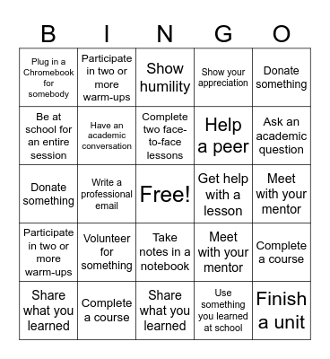 Fun Friday Bingo Card