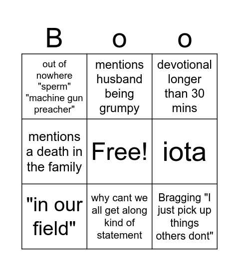 Brooks Bingo Card
