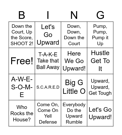Shooting Star Cheer Bingo Card