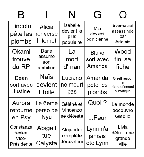 Bingo d'Ashenfeld Bingo Card