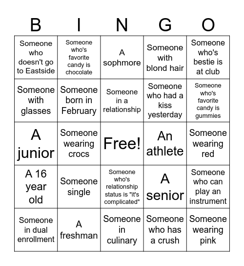 Love Club Bingo Card