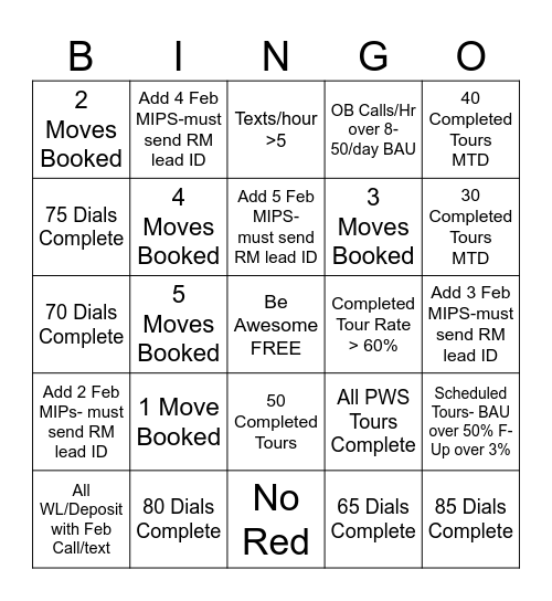 Molly's Movers Feb Contest Bingo Card