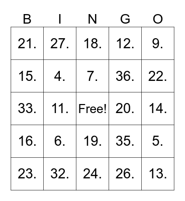 CXT Bingo Card