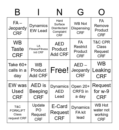 CXT Bingo Card