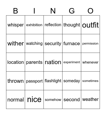 Mastery Test 5 Bingo Card