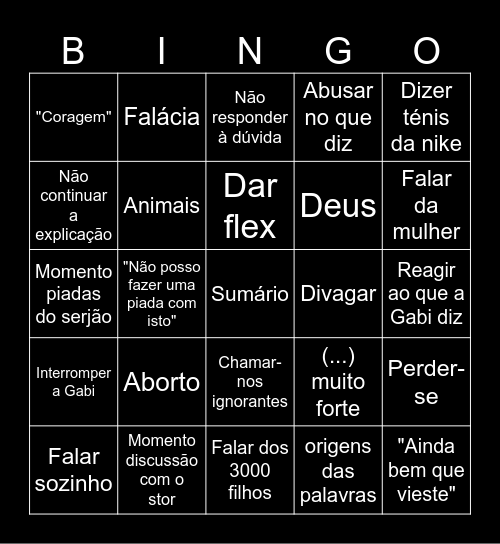 Filosofia Bingo Card